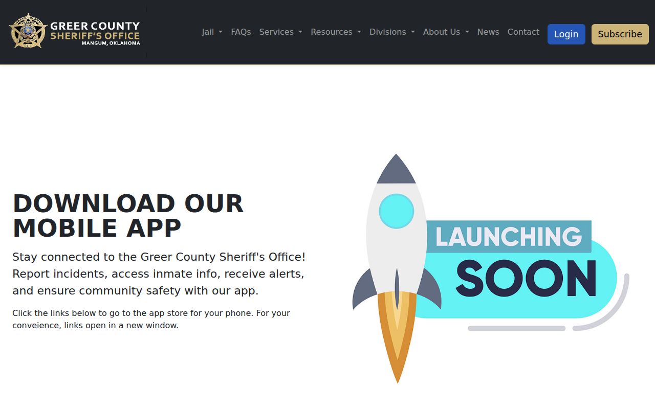 Greer County sheriff app functions without a verified 24-hour release feed