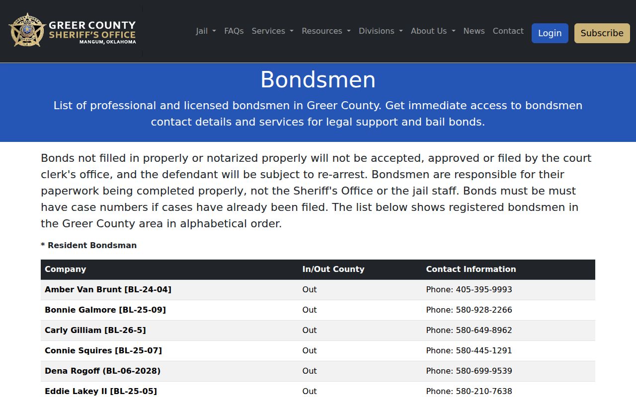 Greer County bond release paperwork requirements for a 24-hour release check