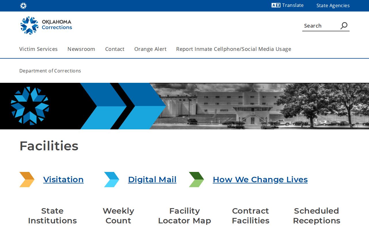 Oklahoma State Reformatory official facility and release contact directory