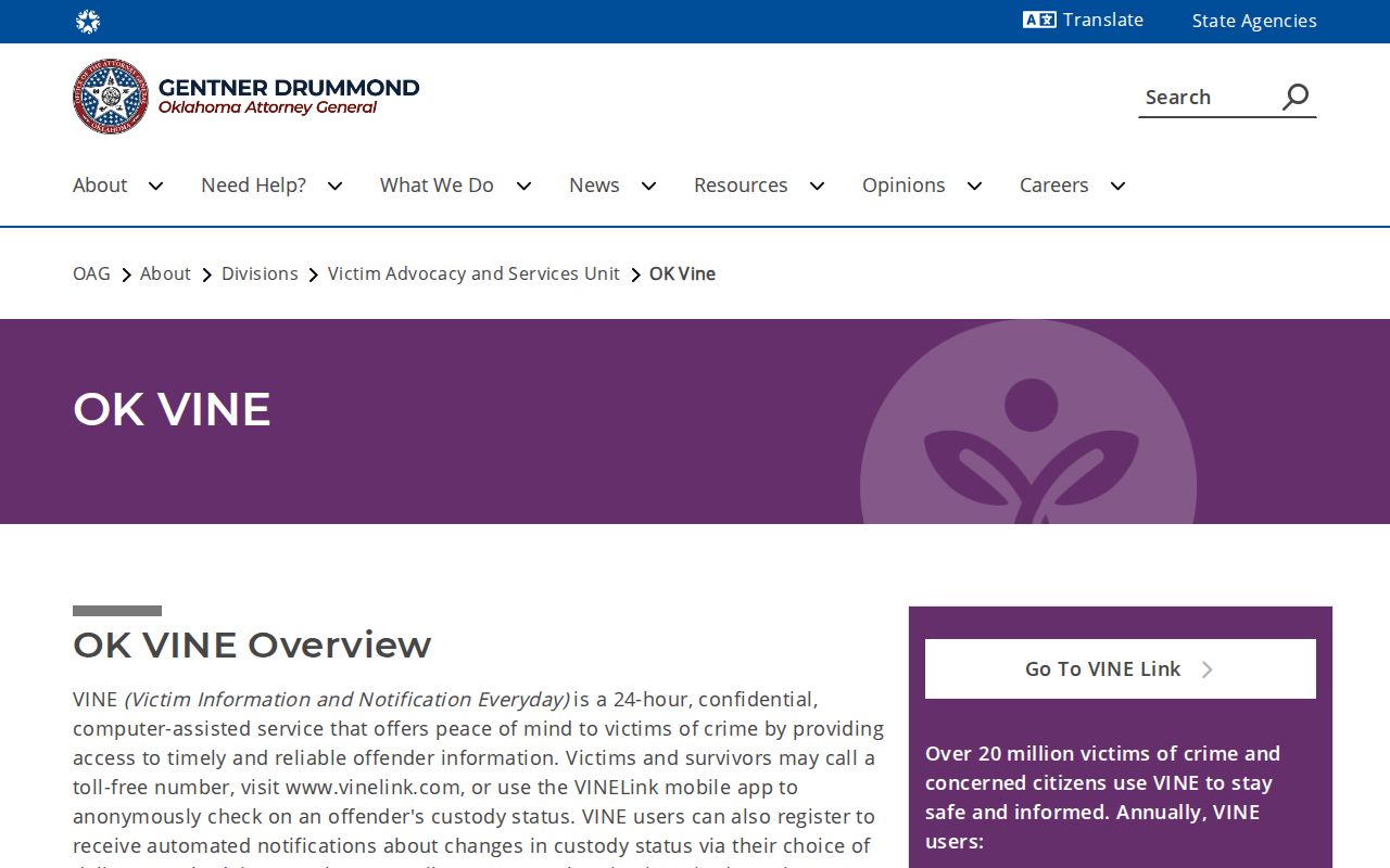 Official Oklahoma VINE information for Greer County release notifications